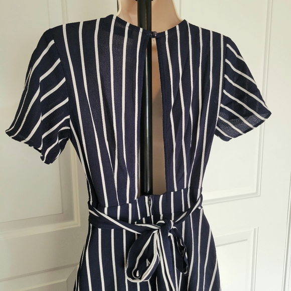 🎉3/$12🎉 Midnight Doll Junior Striped Blue & White High Low Dress - Picture 4 of 5